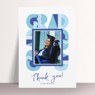 Graduation thank you card class of 2026 blue white
