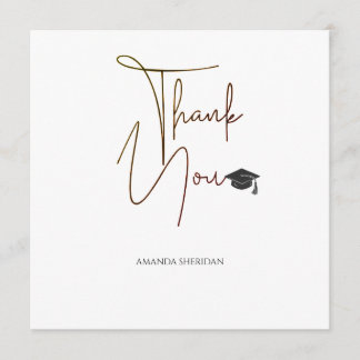 Graduation Thank You Card Dalton White Serif Black