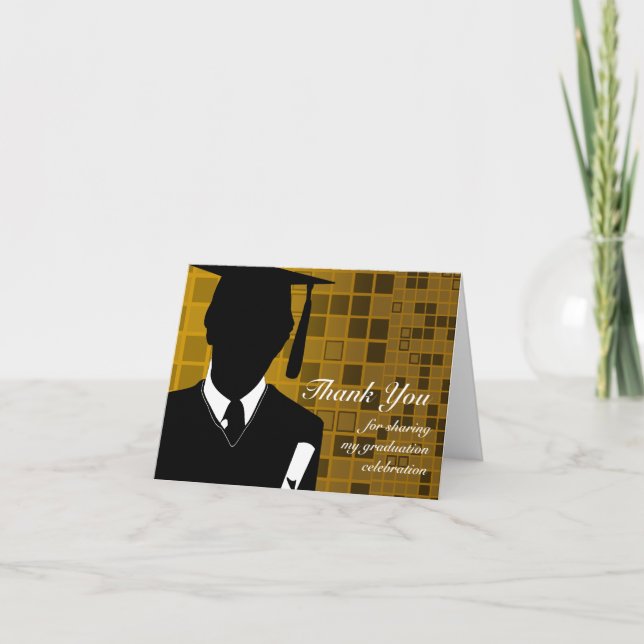 Graduation Thank You Card Mosaic Gold (Front)