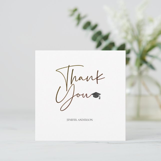 Graduation Thank You Card | Silence Rocken Script  (Standing Front)