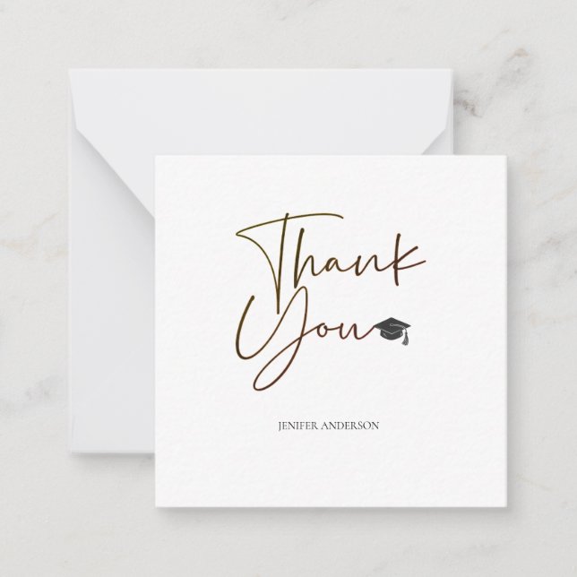 Graduation Thank You Card | Silence Rocken Script  (Front)