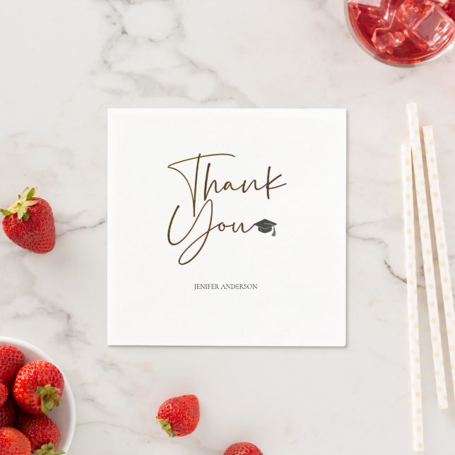 Graduation Thank You Card | Silence Rocken Script  Napkin (Insitu)