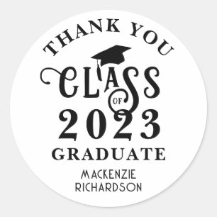 Graduation Thank You Class Year Custom Colour Classic Round Sticker