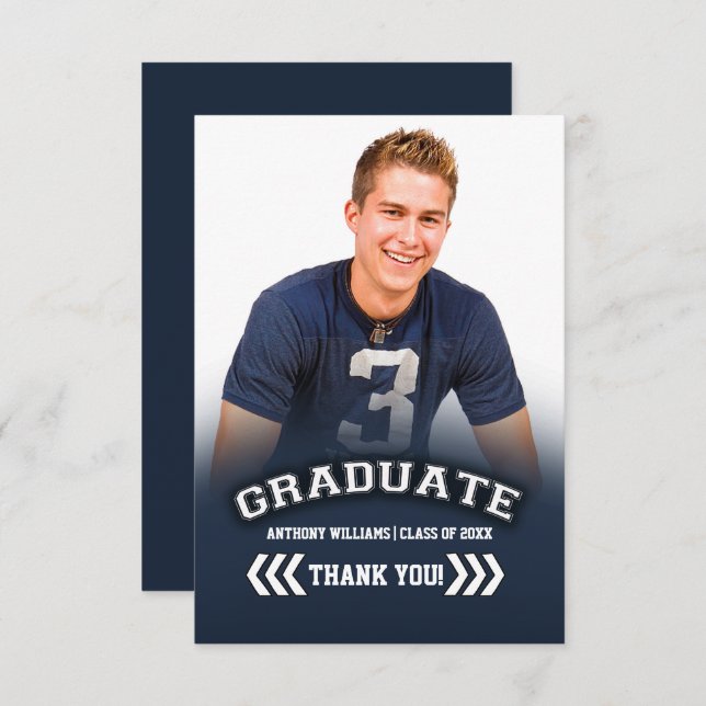 Graduation Thank You Custom Flat Photo Card (Front/Back)