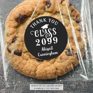 Graduation Thank You Fancy Class Year Script Name Classic Round Sticker