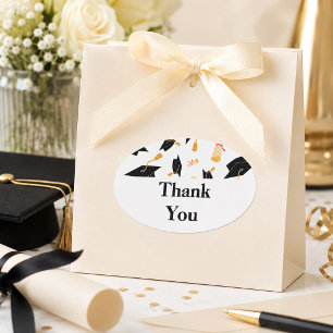 Graduation Thank You Favour  Oval Sticker