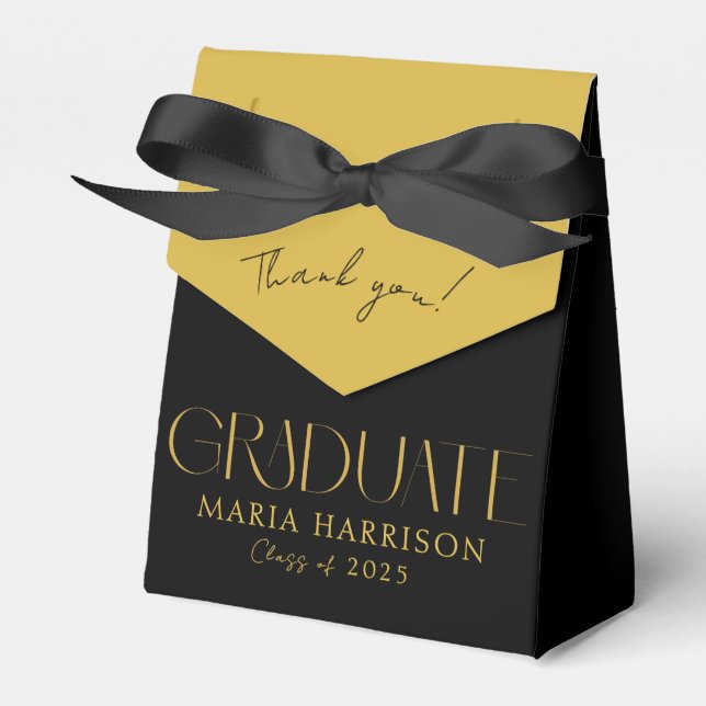 Graduation Thank you! Gold Black  Favour Box (Front Side)