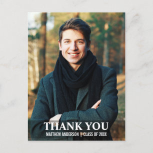 Graduation Thank You Modern Photo Postcard L W