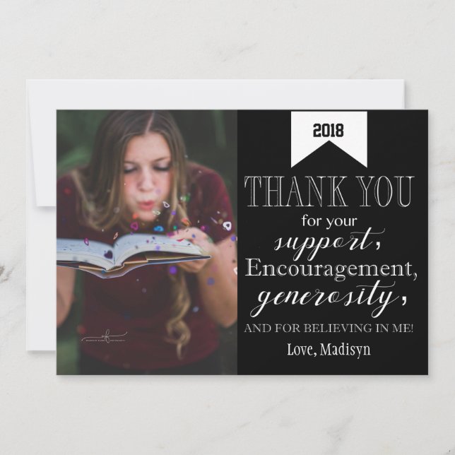 Graduation Thank you Photo Card Arrow Background (Front)