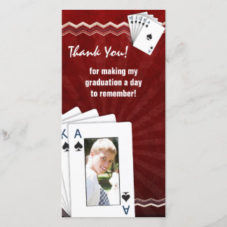 Graduation Thank You Photo Card Poker Spades Red