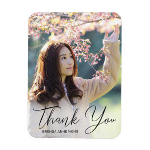 Graduation Thank You Photo Modern Black Script Magnet
