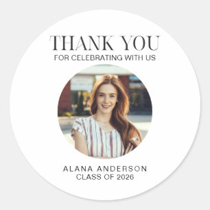 Graduation Thank you Photo Modern Class Classic Round Sticker
