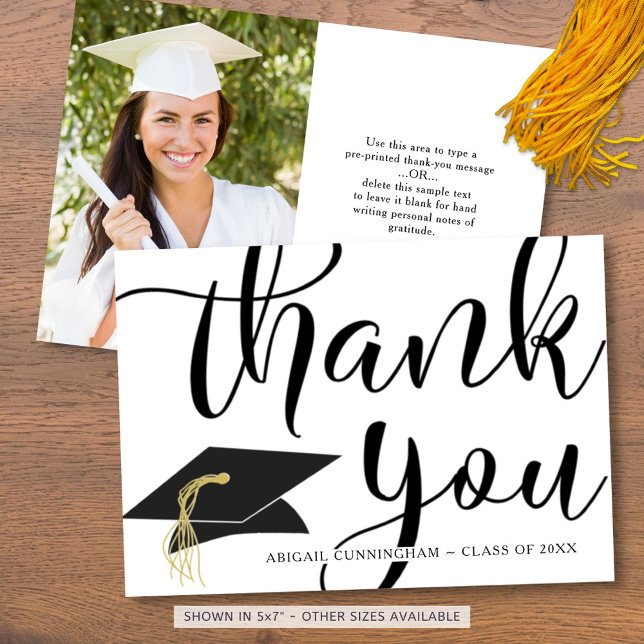 Graduation THANK YOU Photo Script Grad Cap Card (Creator Uploaded)