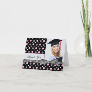 Graduation Thank You Polka dot Photo Card