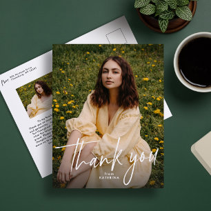 Graduation thank you postcard with two photos