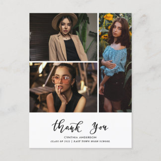 Graduation Thank You Script Three Grad Photo Postcard