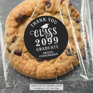 Graduation Thank You Stylish Class Year Custom Classic Round Sticker