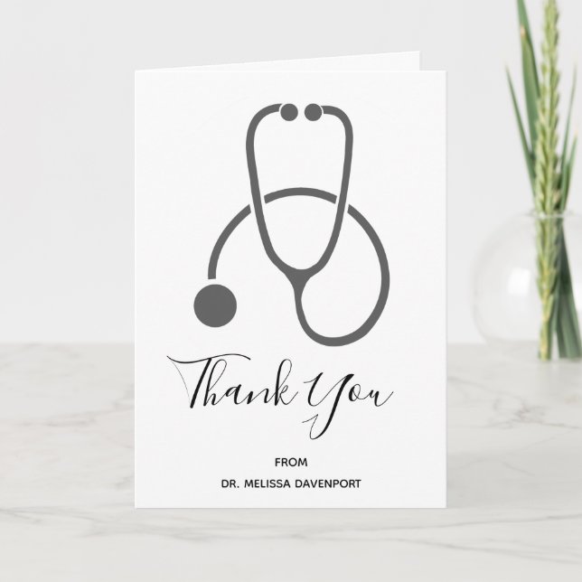 Graduation Thank You Stylish Grey Stethoscope Card (Front)