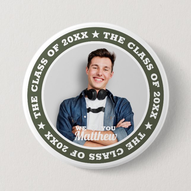 Graduation The Class of 20XX Modern Custom Photo 7.5 Cm Round Badge (Front)