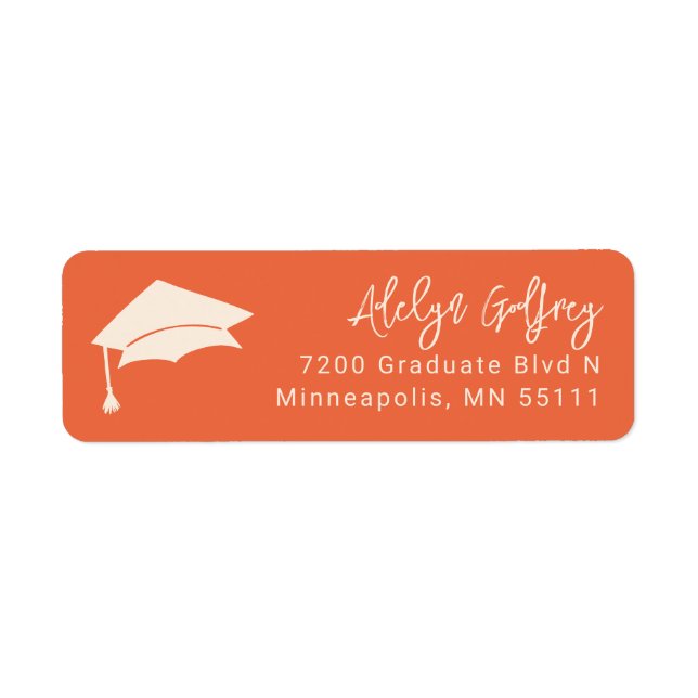 Graduation Theme Grad Cap Doodle Orange (Front)