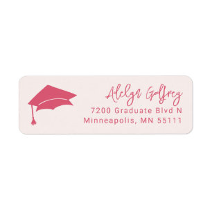 Graduation Theme Grad Cap Doodle Pink