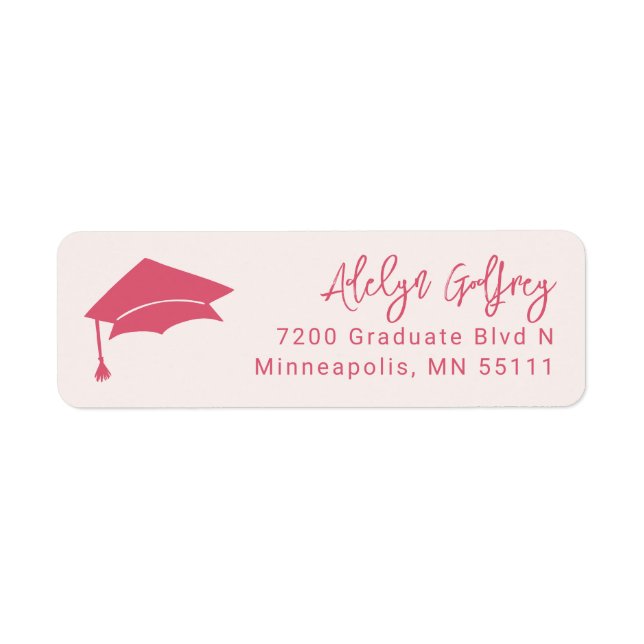 Graduation Theme Grad Cap Doodle Pink (Front)