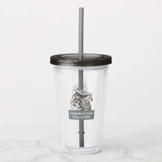 Graduation Theme Personalised Acrylic Tumbler (Front)