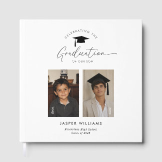 Graduation Then and Now Boy 2 Photo Welcome Guest Book