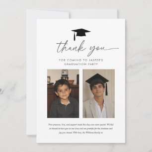 Graduation Then and Now Boy Photo Thank You Card