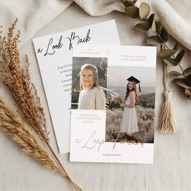 Graduation Then & Now Photo Collage Announcement (Graduation Then & Now Photo Collage White Announcement)