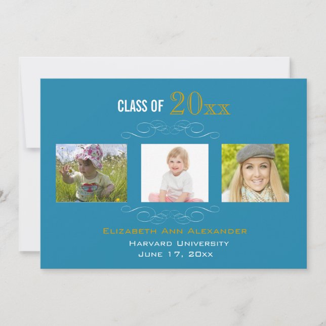 Graduation Three Photos Party Invitation (Front)