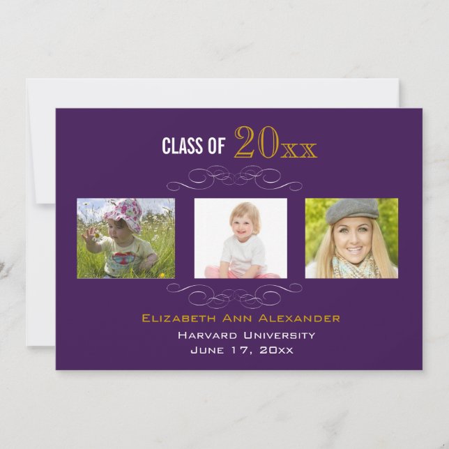 Graduation Three Photos Party Invitation (Front)