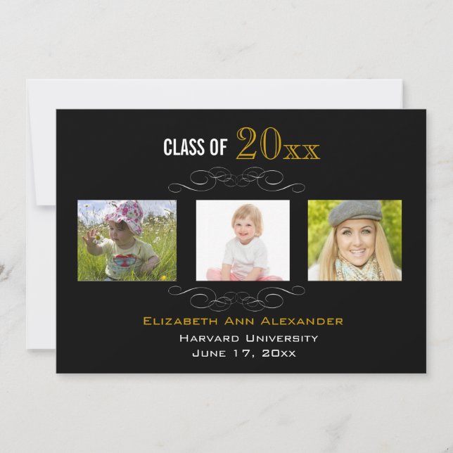 Graduation Three Photos Party Invitation (Front)