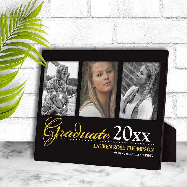 Graduation Trio Photo Collage Keepsake Plaque (Creator Uploaded)