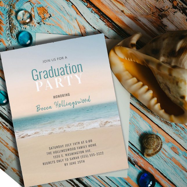 Graduation Tropical  Beach Theme Party Invitation Postcard (Creator Uploaded)
