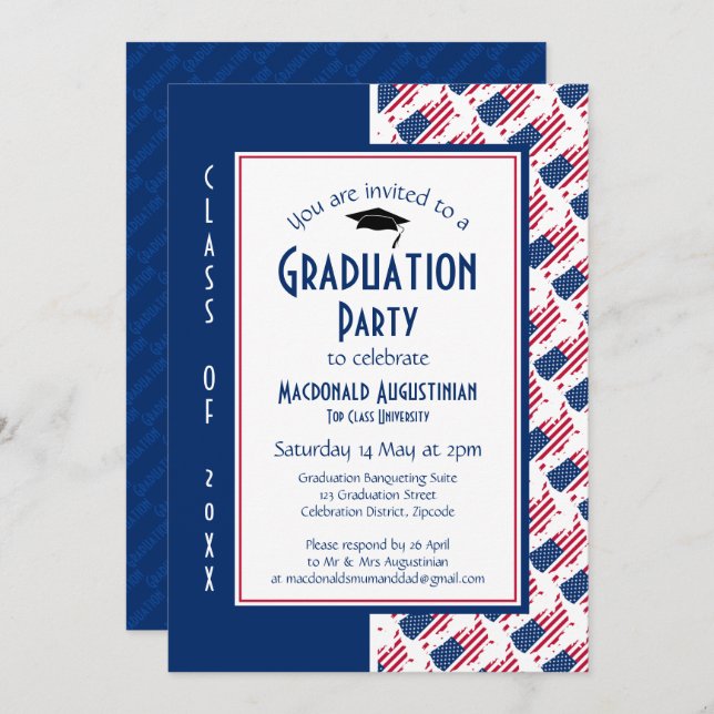 GRADUATION USA America Patriotic Invitation (Front/Back)