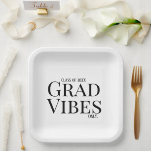  Graduation Vibes Only white/black Paper Plate
