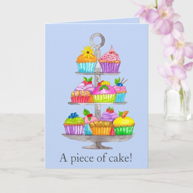 Graduation Watercolor cupcakes  Card (Orchid)