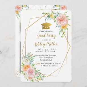 Graduation Watercolor floral photo card