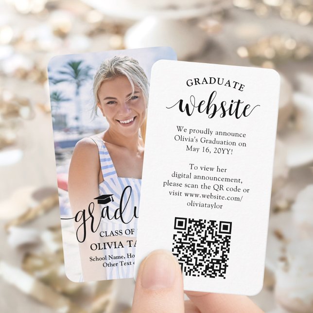 Graduation Website QR Code Modern Graduate Photo Enclosure Card (Creator Uploaded)