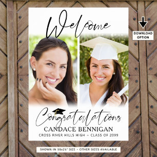 Graduation Welcome 2 Photos Script Congratulations Poster