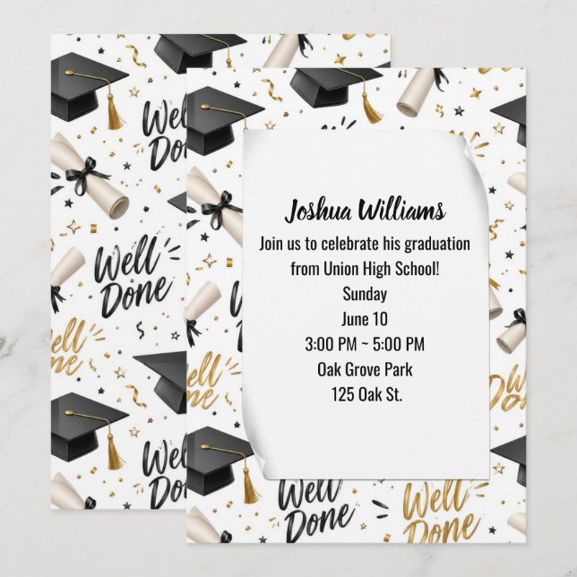 Graduation Well Done Design Invitation (Front/Back)