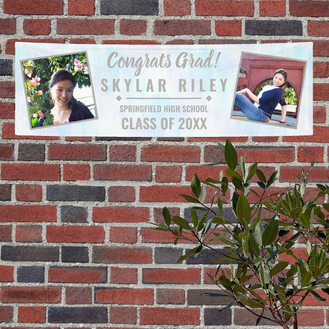 Graduation White Opal 2 Photo Congrats Grad Banner (Creator Uploaded)