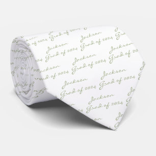Graduation White Sage Green Year Personalised Tie