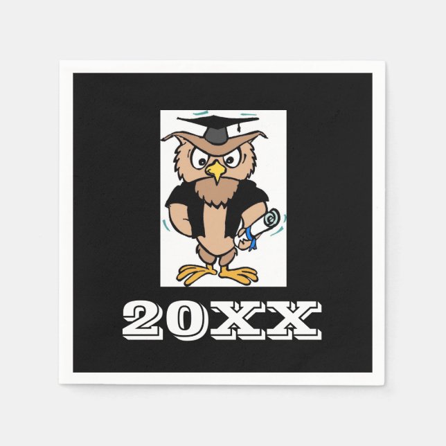 Graduation Wise Old Owl Graduation Symbol Napkins (Front)