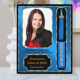 Graduation With Honours Photo Plaque Blue