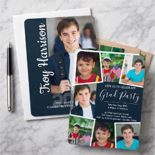 Graduation with several photo collage invitation