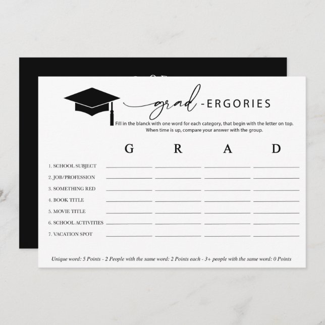 Graduation Word Game Invitation (Front/Back)