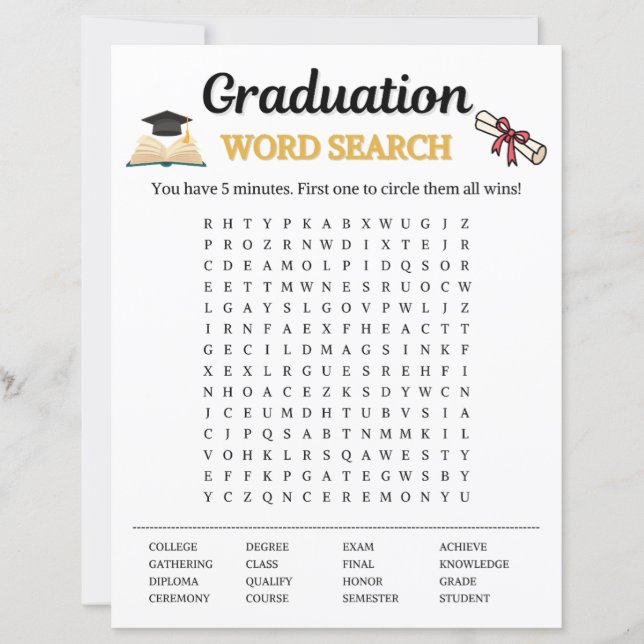Graduation Word Search Game (Front)
