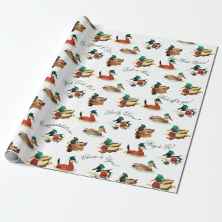 Graduation Wrapping Paper Ducks in Caps